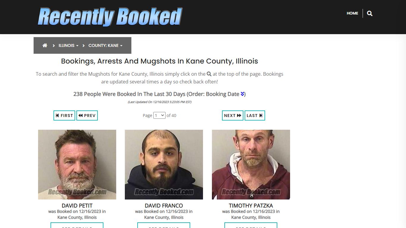 Recent bookings, Arrests, Mugshots in Kane County, Illinois