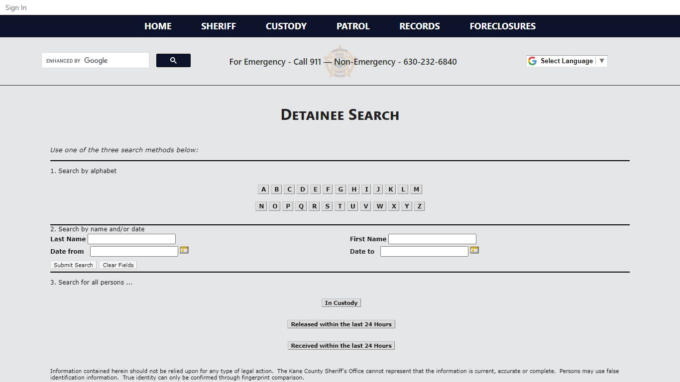 Detainee Search